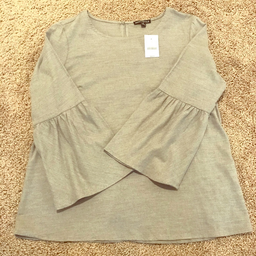 NWT J. Crew Mercantile Gray Bell-Sleeved Tee